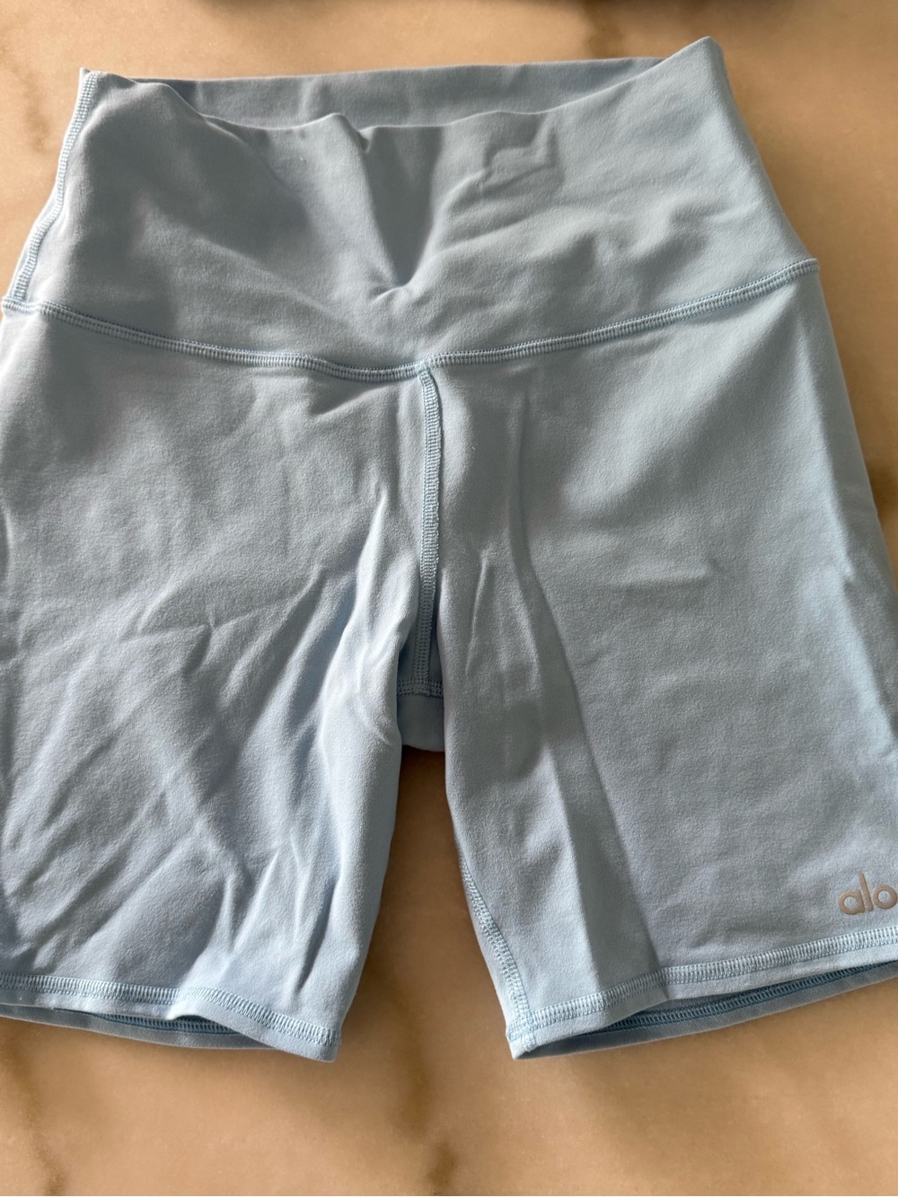 ALO Yoga Pale Blue High-Waist Bike Shorts